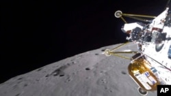 Intuitive Machines' Athena lander approaches the surface of the moon on March 6, 2025. (NASA via AP)