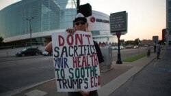A non-supporter of U.S. President Donald Trump camps outside the BOK Center, the venue for his upcoming rally, in Tulsa, Oklahoma, June 17, 2020.