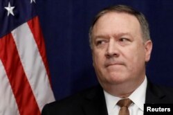 FILE - U.S. Secretary of State Mike Pompeo speaks during a news conference following a meeting with North Korea's envoy Kim Yong Chol in New York, May 31, 2018.