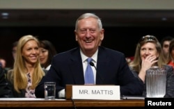 Retired Marine Corps Gen. James Mattis appears before a Senate Armed Services Committee hearing on his nomination to serve as U.S. defense secretary, on Capitol Hill in Washington, Jan. 12, 2017.
