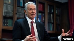 Mantan PM Inggris Tony Blair di Hallam Conference Centre, London, Inggris, 18 Desember 2019. (Foto: dok)