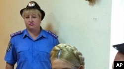 Former Ukrainian prime minister Yulia Tymoshenko at a court hearing in Kyiv, Aug 11, 2011