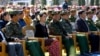 Aung San Suu Kyi sits amid military representatives at the 70th anniversary of the Panglong Agreement, Feb. 12, 2017. (Facebook/ Myanmar State Counsellor)