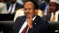 Somalia's President Mohamed Abdullahi Mohamed, also known as Farmajo, attends his inauguration ceremony in Mogadishu, Somalia, Feb. 22, 2017. 