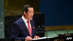 រូប​ឯកសារ៖ លោក Kim Song ប្រធាន​ក្រុម​ប្រតិភូ​កូរ៉េ​ខាង​ជើង​ ថ្លែង​នៅ​ក្នុង​ការ​ជជែកដេញដោល​ក្នុង​មហាសន្និបាត​អ.ស.ប.​ កាលពី​ថ្ងៃទី៣០ ខែកញ្ញា ឆ្នាំ២០១៩។