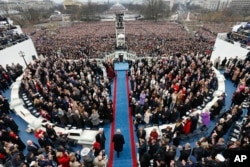 President-elect Donald Trump arrives during the 58th Presidential Inauguration at the U.S. Capitol in Washington, Jan. 20, 2017.