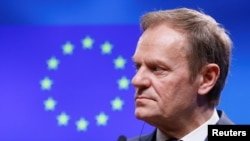 FILE - European Council President Donald Tusk, in Brussels, Belgium, Feb. 27, 2017.