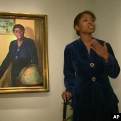 Taylor Marsh performing as educator and civil rights leader Mary McLeod Bethune at the National Portrait Gallery in Washington, D.C.