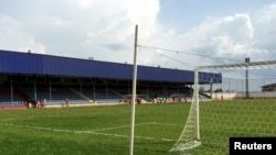 FILE - The stadium in Buye, north of Burundi's capital, Bujumbura, is seen in this picture taken May 1, 2015. 
