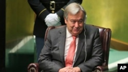 Antonio Guterres au siège de l'ONU à New York, le 13 octobre 2016.