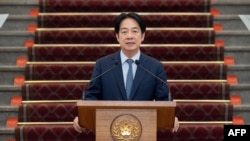 台灣總統賴清德2025年3月13日在台北就中國對台灣的滲透發表演說。 （照片來源：台灣總統府/法新社）