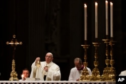 Pope Francis celebrates Mass with members of religious institutions on the occasion of the celebration of the XXIII world day of consecrated life in St. Peter's Basilica, at the Vatican, Saturday, Feb. 2, 2019.