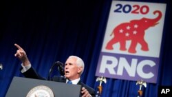 Vice President Mike Pence speaks at the 2020 Republican National Convention in Charlotte, N.C., Aug. 24, 2020. 