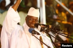 FILE - Gambia's President Yahya Jammeh attends a rally in Banjul, Nov. 29, 2016.