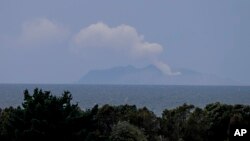 Plumes of steam rise above White Island off the coast of Whakatane, New Zealand, Dec. 11, 2019.