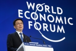 FILE - Chinese Vice Premier Han Zheng speaks at the Congress center in Davos, on January 21, 2020.