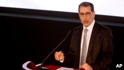 Le Premier ministre marocain Saad-Eddine El Othmani livre à Laayoune, la plus grande ville du Sahara occidental, le lundi 9 avril 2018. Le Maroc a annexé le Sahara occidental, une ancienne colonie espagnole, en 1975 et a combattu le Front Polisario. (Photo AP / Abdeljalil Bounhar