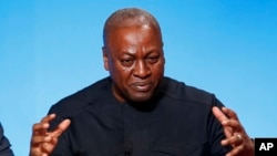 FILE - Ghana's President John Mahama.