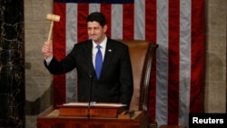 U.S. House Speaker Paul Ryan, R-Wis., raises the gavel during the opening session of the new Congress on Capitol Hill in Washington, D.C., Jan. 3, 2017.