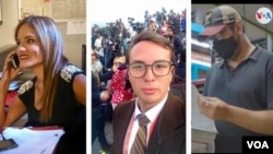 Periodistas venezolanos en Colombia: Yasmin Velasco, José Arnaldo Mujica y Rafael Sulbarán. [Fotos: Cortesía]