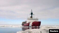 Polar Star, the U.S. Coast Guard icebreaker, completes ice drills in the Arctic in this July 3, 2013 handout photo. 