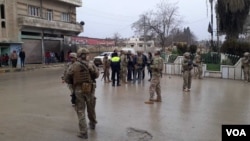 Scene of suicide bombing in Manbij, Syria, Jan 16, 2019. (Photo: Mahmud Bali / VOA Kurdish) 