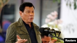 FILE - Philippine President Rodrigo Duterte speaks during a visit in Baguio city, Philippines.