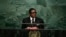 FILE -Teodoro Nguema Obiang Mangue, vice president of Equatorial Guinea, speaks during the 70th session of the United Nations General Assembly at UN headquarters, Sept. 30, 2015. 