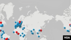 Map showing countries which leading contenders to be pope represent as well as the electors