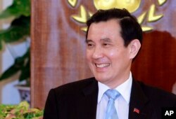 Taiwan's President Ma Ying-jeou addresses media during a press conference detailing his planned meeting with China's President Xi Jinping, at the Presidential Office in Taipei, Taiwan, Thursday, Nov. 5, 2015.