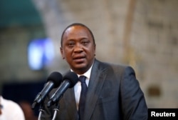 Kenya's President Uhuru Kenyatta delivers a speech during a ceremony at the All Saints Anglican Church in Nairobi, Kenya, Oct. 5, 2017.