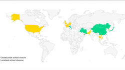 School closures in thirteen countries to contain the spread of coronavirus are disrupting the education of 290.5 million students globally