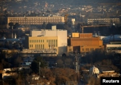 FILE - View of the U.S. Embassy (front buildings) in Kabul, Afghanistan, Jan. 20, 2016.