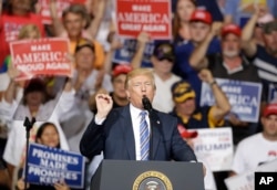 President Donald Trump speaks during a rally in Huntington, W.Va., Aug. 3, 2017.