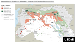 MAP: Islamic State group-held territory, 2014 - 2016