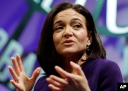 FILE - Facebook COO Sheryl Sandberg, seen in this Nov. 3, 2015, file photo, will answer questions about cybersecurity before the Senate Intelligence Committee on Wednesday.
