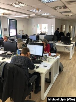 Tel Aviv newsroom of Kan - the Israeli Public Broadcasting Corporation, January 18, 2018.