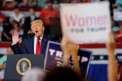 President Donald Trump speaks at a campaign rally at Williams Arena, Greenville, N.C., July 17, 2019.