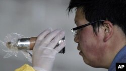 A man who was evacuated from the vicinity of Fukushima's nuclear power plants is screened for radiation levels in Nihonmatsu, northern Japan, March 14, 2011.