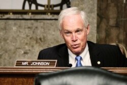 Sen. Ron Johnson, R-Wisc., asks a question during a meeting of the Senate Foreign Relations Committee on Capitol Hill in Washington, April 27, 2021.
