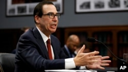 Treasury Secretary Steven Mnuchin testifies before a House Appropriations subcommittee, April 9, 2019, on Capitol Hill in Washington.