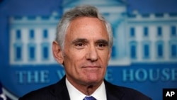 FILE - White House coronavirus adviser Dr. Scott Atlas speaks during a news conference in the James Brady Press Briefing Room of the White House in Washington, Sept. 23, 2020.