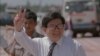 Son Chhay, the exiled Parliamentary Member who belongs to the Buddhist Liberal Democratic Party, flashes a victory sign upon his arrival at Phnom Penh airport on Friday Oct. 17, 1997.