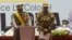 FILE - Col. Assimi Goita, interim president, speaks during his inauguration in Bamako, Mali, June 7, 2021. 