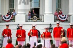 Last year on the Fourth of July, President Donald Trump and first lady Melania Trump hosted a picnic for military families at the White House, July 4, 2018.