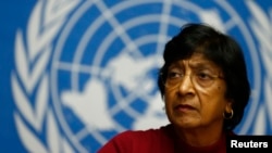U.N. High Commissioner for Human Rights Navi Pillay attends a news conference at the United Nations European headquarters in Geneva, Dec. 2, 2013.