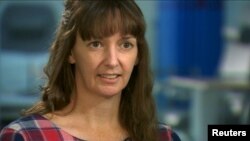 FILE - British nurse Pauline Cafferkey, shown in a January interview, has suffered a relapse of Ebola, which she contracted last year in Sierra Leone. She’s being treated in a London hospital, where doctors say her condition is improving.