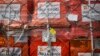 Pallets of supplies wait to be loaded to a 747 aircraft, New York's John F. Kennedy International Airport, Sept. 20, 2014.