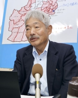 Dr. Tetsu Nakamura speaks at a meeting about Afghanistan's drought in Fukuoka, Japan, Nov. 16, 2018. (Kyodo/via Reuters)