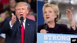 Candidates Donald Trump and Hillary Clinton campaign the day after their second debate. 